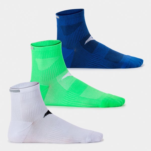 RUNNING NIGHT SOCKS WHITE BLUE LIME WHITE