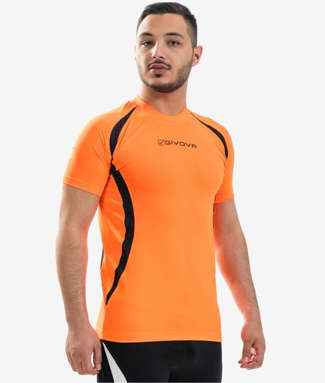 Тениска RUNNING SHIRT флуо оранжево-черно