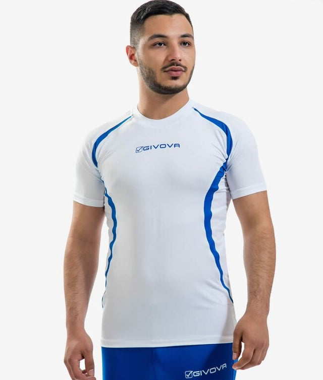 Тениска RUNNING SHIRT бяло-азурно синьо