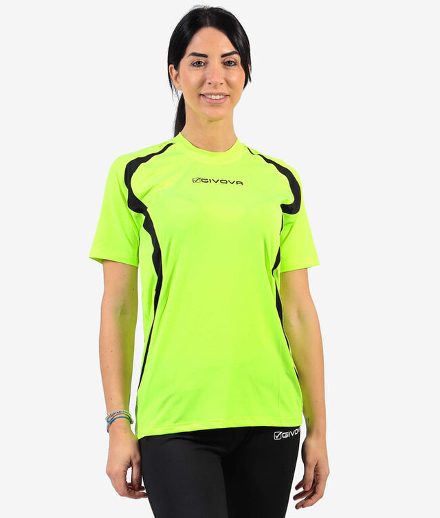 Тениска RUNNING SHIRT флуо жълто-черно