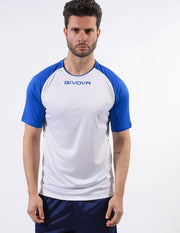 SHIRT CAPO INTERLOCK BIANCO/AZZURRO
