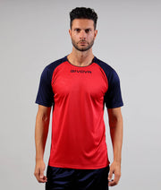 SHIRT CAPO INTERLOCK ROSSO/BLU