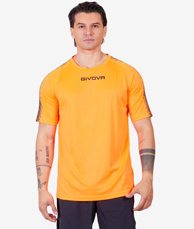 SHIRT CLUB IN MESH ARANCIO FLUO/NERO