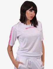 SHIRT CLUB IN MESH BIANCO/FUXIA