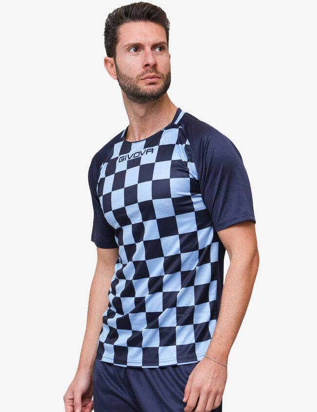 SHIRT DAMA INTERLOCK CELESTE/NAVY