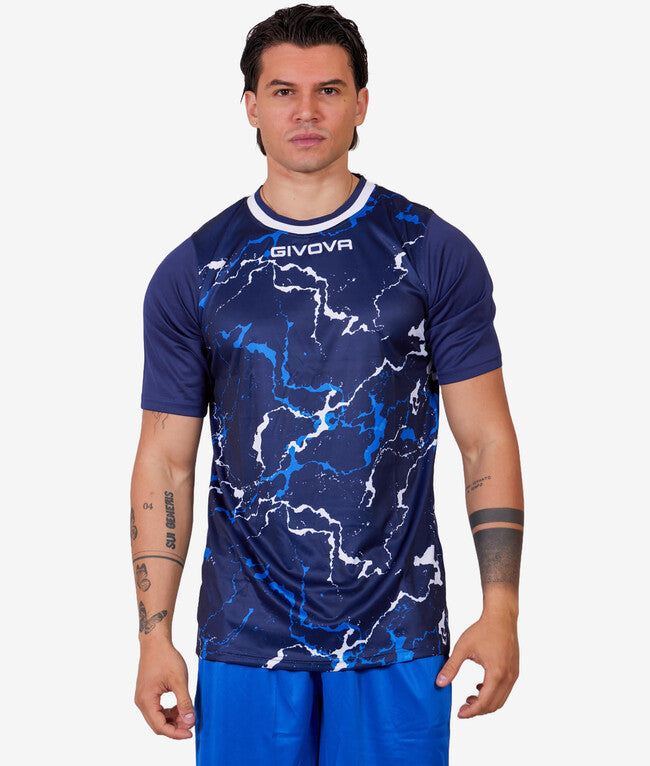 SHIRT GRAFITE INTERLOCK BLU/BIANCO