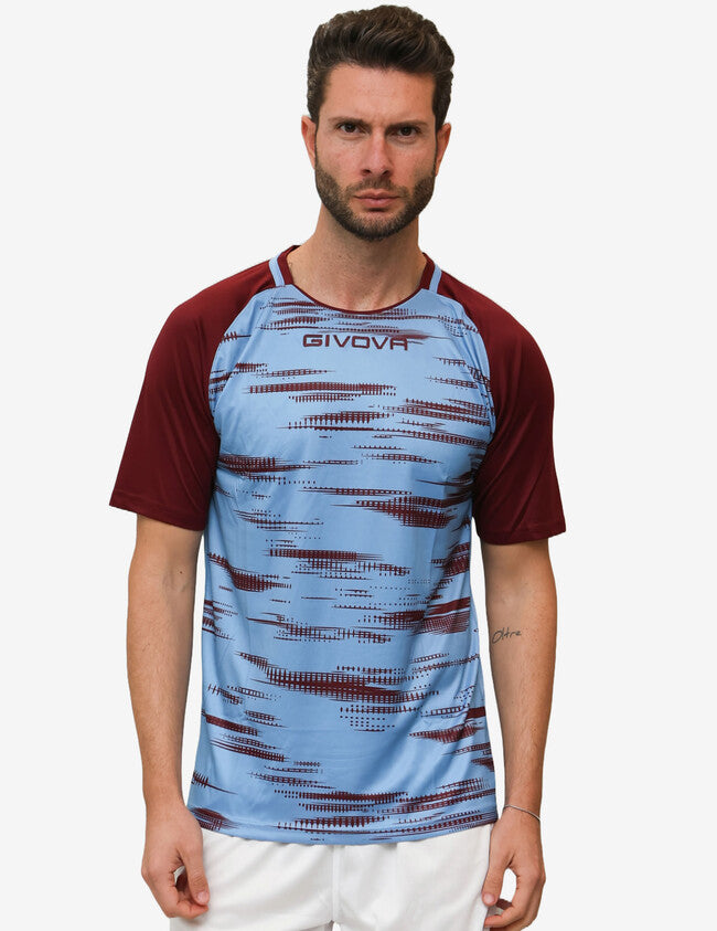SHIRT PIXEL INTERLOCK CELESTE/GRANATA