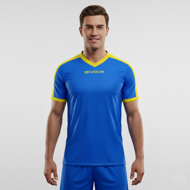 SHIRT REVOLUTION INTERLOCK AZZURRO/GIALLO