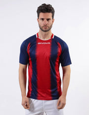 SHIRT STRIPE  M/C INTERLOCK BLU/ROSSO