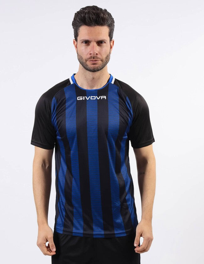 SHIRT TRATTO INTERLOCK NERO/AZZURRO