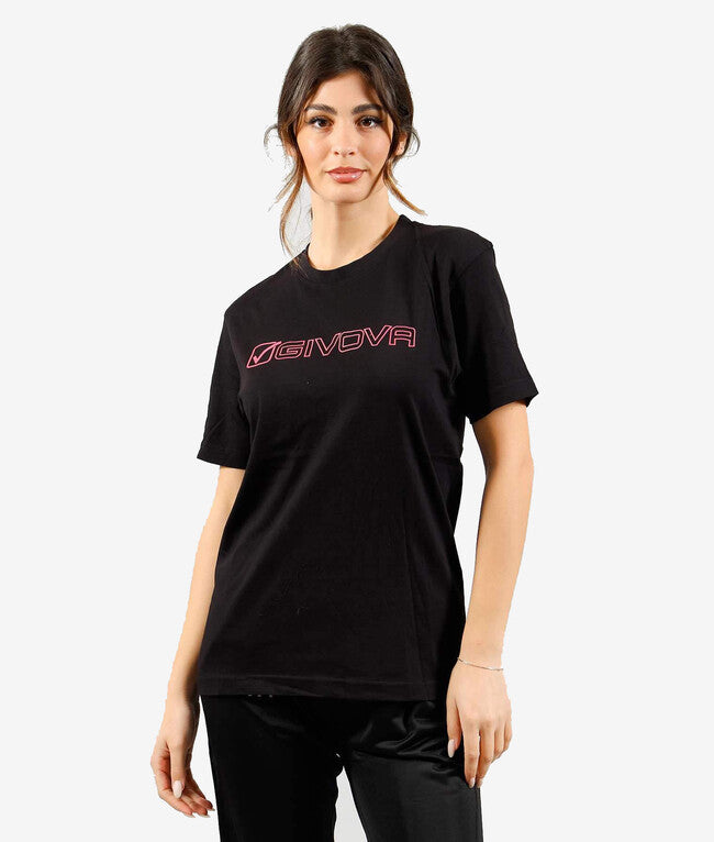 Тениска T-SHIRT COTONE MONDO черно-фуксия