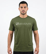 Тениска T-SHIRT COTONE MONDO военно зелено-бяло