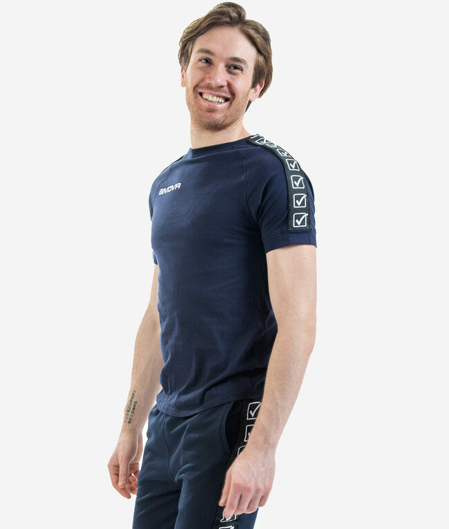 Тениска с къс ръкав T-SHIRT COTTON BAND синьо