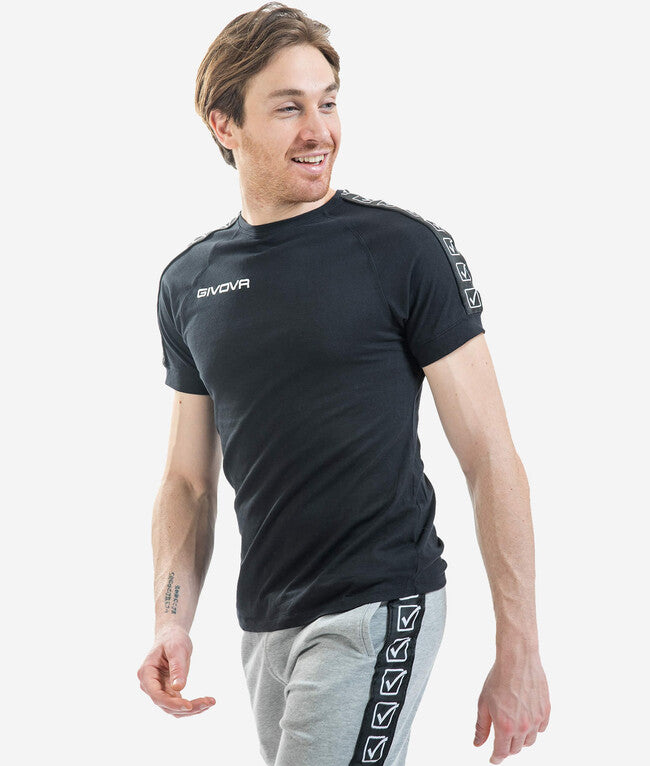 Тениска с къс ръкав T-SHIRT COTTON BAND черно