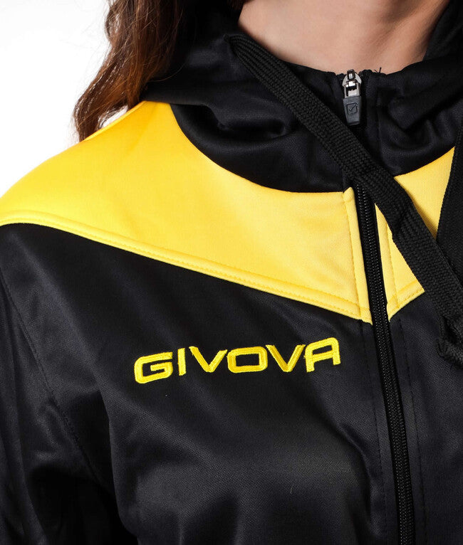 TUTA ROMA CON CAPPUCCIO POLARFLEECE NERO/GIALLO