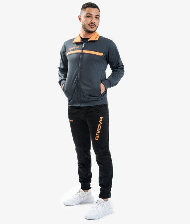 Екип / комплект TUTA GIVOVA ONE FULL ZIP POLARFLEECE тъмносиво-флуо оранжево