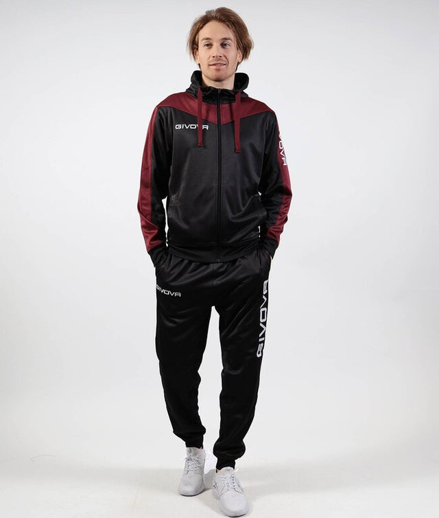 Екип / комплект с качулка TUTA ROMA CON CAPPUCCIO POLARFLEECE черно-гранатово