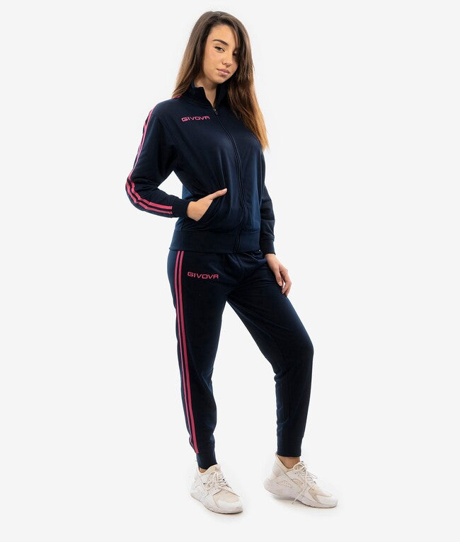 TUTA SCUOLA COTONE TERRY BLU/FUXIA