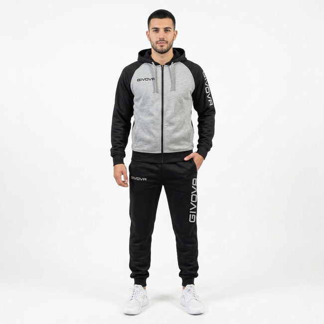 TUTA SUPER KING FELPA GRIGIO MELANGE CHIARO/NERO