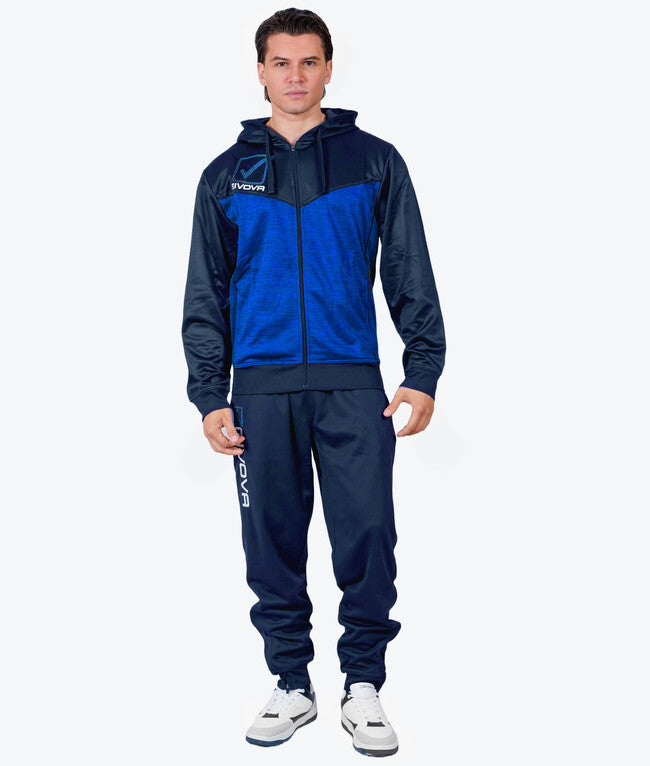 TUTA VISA MELANGE CON CAPPUCCIO POLARFLEECE BLU/AZZURRO MELANGE